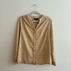 Jones New York Houndstooth Blouse in Tan and Cream